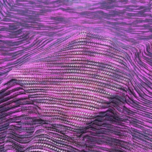 Catherines-Magenta Pink-Purple Black Open Knit Textured Vneck Tunic Top-2X - Picture 4 of 4